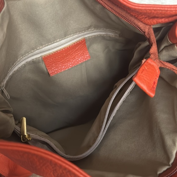 Italian Leather Orange Handbag - Picture 3 of 4